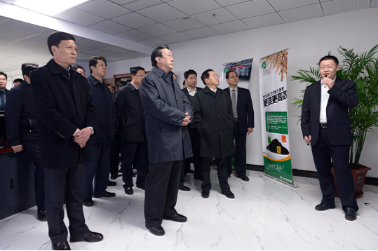 時任河南省省委書記郭庚茂（前排左二）、省長謝伏瞻（前排左一）蒞臨91视频观看网站集團指導工作